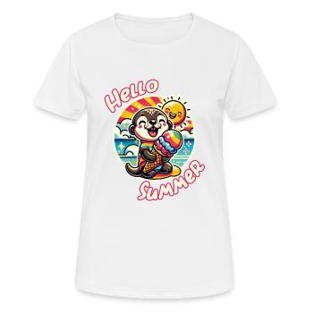 Hallo Sommer lustiger Otter mit großer Eistüte - Frauen T-Shirt atmungsaktiv - Weiß - Vorne - AI Model Female 172 dark (172cm)