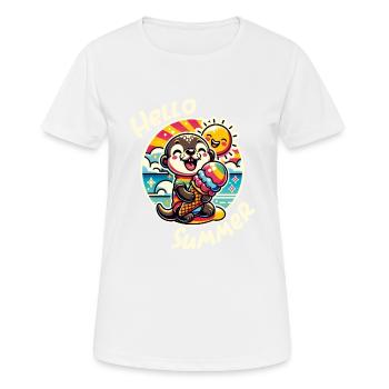 Hallo Sommer lustiger Otter mit großer Eistüte - Frauen T-Shirt atmungsaktiv - Weiß - Vorne - AI Model Female 172 dark (172cm)