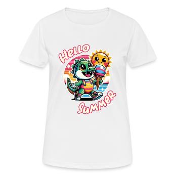 Hallo Sommer lustiges Krokodil mit großer Eistüte - Frauen T-Shirt atmungsaktiv - Weiß - Vorne - AI Model Female 172 dark (172cm)