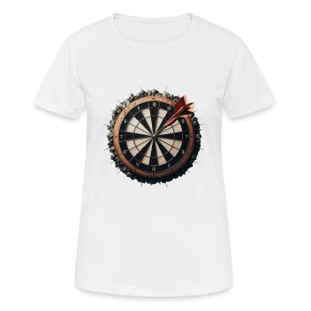 DARTBOARD WITH DARTS IN IT - Women's Breathable T-Shirt - white - Front - AI Model Female 172 dark (172cm)