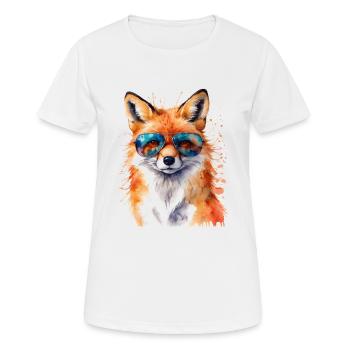 Lunettes de soleil renard imprimé imprimé animal coloré - T-shirt respirant Femme - blanc - Devant - AI Model Female 172 dark (172cm)