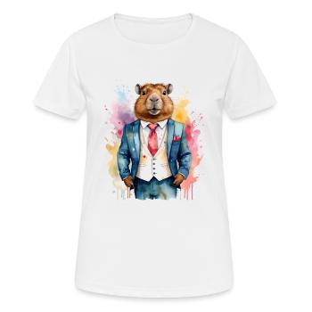 Costume Capybara Capy Imprimé Animal Coloré - T-shirt respirant Femme - blanc - Devant - AI Model Female 172 dark (172cm)