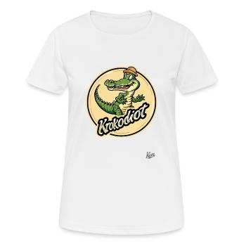 Lustiger Alligator: Kroko-Idiot - Frauen T-Shirt atmungsaktiv - Weiß - Vorne - AI Model Female 172 dark (172cm)