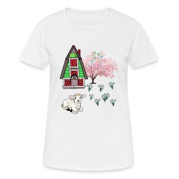 Joyeuses Pâques Agneau Schaff Pâques Nature Printemps - T-shirt respirant Femme - blanc - Devant - AI Model Female 172 dark (172cm)