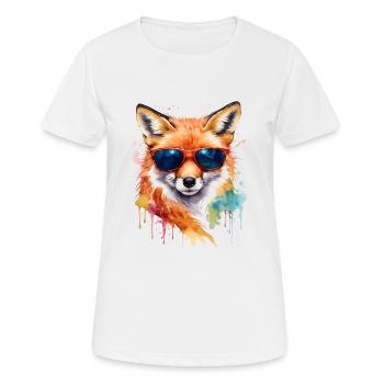 Lunettes de soleil renard imprimé imprimé animal coloré - T-shirt respirant Femme - blanc - Devant - AI Model Female 172 dark (172cm)