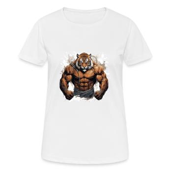 Tiger Muscles Bodybuilding Beast - T-shirt respirant Femme - blanc - Devant - AI Model Female 172 dark (172cm)