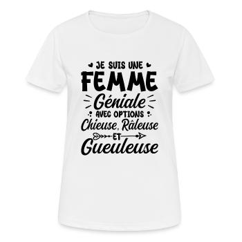 Chieuse gueuleuse grouch humorous femme géniale - Women's Breathable T-Shirt - white - Front - AI Model Female 172 dark (172cm)