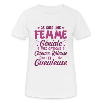 Chieuse gueuleuse grouch humorous femme géniale - Women's Breathable T-Shirt - white - Front - AI Model Female 172 dark (172cm)
