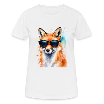 Lunettes de soleil renard imprimé imprimé animal coloré - T-shirt respirant Femme - blanc - Devant - AI Model Female 172 dark (172cm)
