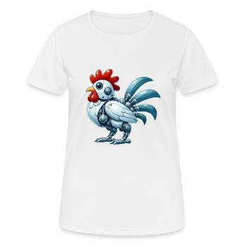 Poulet Robot Cyborg Coq Poule Mech - T-shirt respirant Femme - blanc - Devant - AI Model Female 172 dark (172cm)