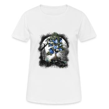 Wald mystisch Schmetterlinge Frühling Waldtiere - Frauen T-Shirt atmungsaktiv - Weiß - Vorne - AI Model Female 172 dark (172cm)