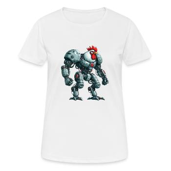 Poulet Coq Poule Cyborg Robot Mech - T-shirt respirant Femme - blanc - Devant - AI Model Female 172 dark (172cm)