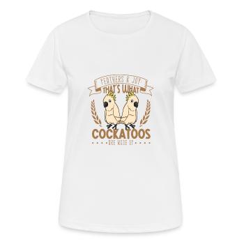 Federn und Freude - Kakadu - Frauen T-Shirt atmungsaktiv - Weiß - Vorne - AI Model Female 172 dark (172cm)