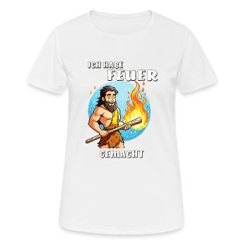 NEANDERTHAL I MADE A FIRE - Women's Breathable T-Shirt - white - Front - AI Model Female 172 dark (172cm)