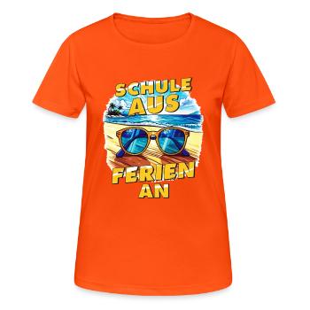 SCHULE AUS FERIEN AN - Frauen T-Shirt atmungsaktiv - Neonorange - Vorne - AI Model Female 172 dark (172cm)