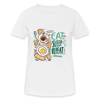 ESSEN SCHLAFEN WIEDERHOLEN - Frauen T-Shirt atmungsaktiv - Weiß - Vorne - AI Model Female 172 dark (172cm)