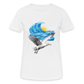 Oiseaux de mer Mouettes Mouette Vague Lac Mer du Nord Mer Baltique - T-shirt respirant Femme - blanc - Devant - AI Model Female 172 dark (172cm)