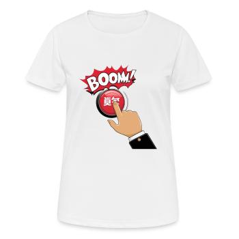DRUCKKNÖPFE, BOOM - Frauen T-Shirt atmungsaktiv - Weiß - Vorne - AI Model Female 172 dark (172cm)