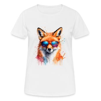 Lunettes de soleil renard imprimé imprimé animal coloré - T-shirt respirant Femme - blanc - Devant - AI Model Female 172 dark (172cm)