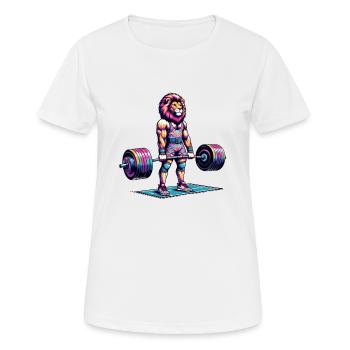 Soulevé de terre Rainbow Lion dans le gymnase - T-shirt respirant Femme - blanc - Devant - AI Model Female 172 dark (172cm)