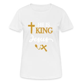 Jesus Christus Er ist König - Frauen T-Shirt atmungsaktiv - Weiß - Vorne - AI Model Female 172 dark (172cm)