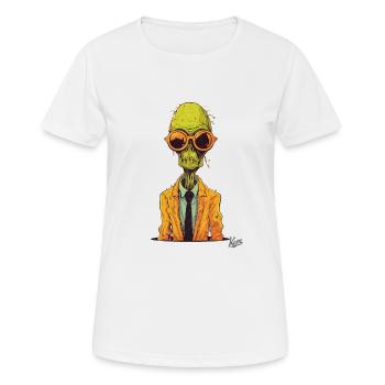 Le bourreau de travail zombie extraterrestre - T-shirt respirant Femme - blanc - Devant - AI Model Female 172 dark (172cm)
