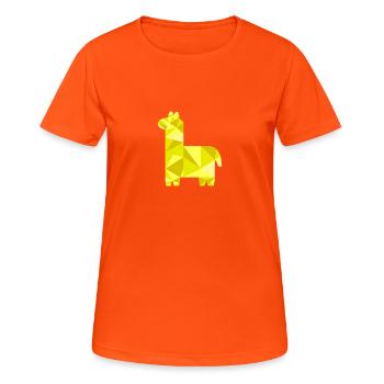 Geometrisches Lamahemd Cooles Polygon Origami Tier - Frauen T-Shirt atmungsaktiv - Neonorange - Vorne - AI Model Female 172 dark (172cm)