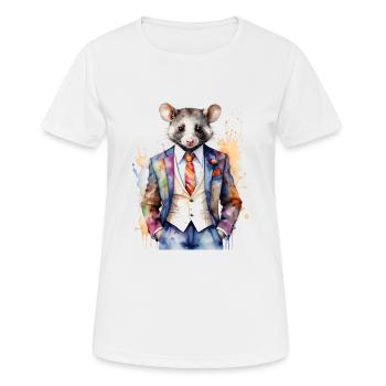 Costume Opossum Imprimé Animal Design Coloré - T-shirt respirant Femme - blanc - Devant - AI Model Female 172 dark (172cm)