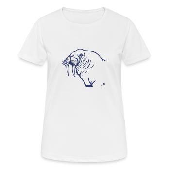 Walrus T-Shirt Marine Mammal With Long Tusks Sea - Women's Breathable T-Shirt - white - Front - AI Model Female 172 dark (172cm)