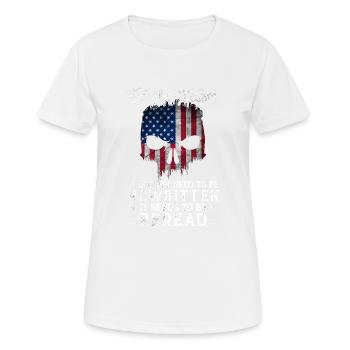 Patriot Skull US Flag La Constitution des États-Unis doit - T-shirt respirant Femme - blanc - Devant - AI Model Female 172 dark (172cm)