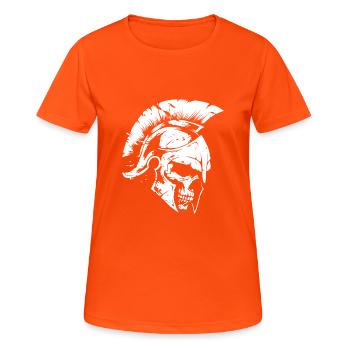 Spartaner Totenkopf Gladiator - Frauen T-Shirt atmungsaktiv - Neonorange - Vorne - AI Model Female 172 dark (172cm)