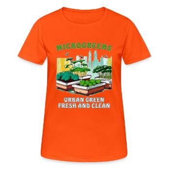 MICROGREENS URBAN GREEN FRESH AND CLEAN - Women's Breathable T-Shirt - neon orange - Front - AI Model Female 172 dark (172cm)