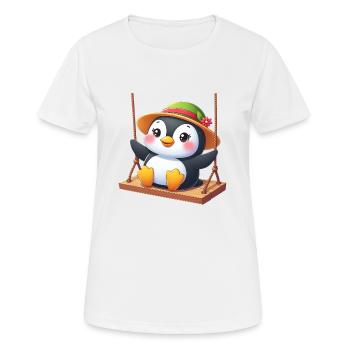 Penguin on Swing Playground Swings Fun - Women's Breathable T-Shirt - white - Front - AI Model Female 172 dark (172cm)