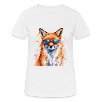 Lunettes de soleil renard imprimé imprimé animal coloré - T-shirt respirant Femme - blanc - Devant - AI Model Female 172 dark (172cm)