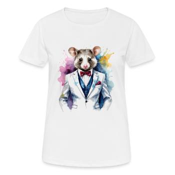 Costume Opossum Imprimé Animal Design Coloré - T-shirt respirant Femme - blanc - Devant - AI Model Female 172 dark (172cm)