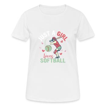 Juste une fille qui aime le softball par équipe de baseball - T-shirt respirant Femme - blanc - Devant - AI Model Female 172 dark (172cm)