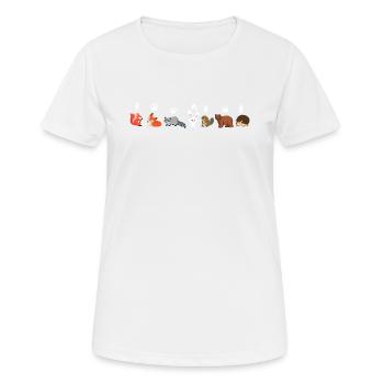 Lustige Tiere und ihre Pfoten Lustige Haustierpfotenabdrücke - Frauen T-Shirt atmungsaktiv - Weiß - Vorne - AI Model Female 172 dark (172cm)