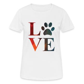 Love Paw Colorful Funny Dog Pawprint Animal Lover - Women's Breathable T-Shirt - white - Front - AI Model Female 172 dark (172cm)