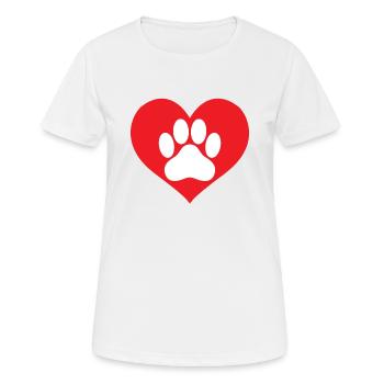 Paw Heart Cute Print Funny Dog Animal Pawprint - Women's Breathable T-Shirt - white - Front - AI Model Female 172 dark (172cm)