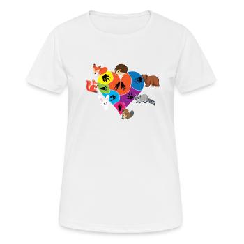 Pfotenabdrücke Herz Mit Tieren Und Ihren Pfoten Lustig - Frauen T-Shirt atmungsaktiv - Weiß - Vorne - AI Model Female 172 dark (172cm)