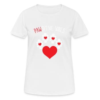 Pawsitive Vibes Cute Pawprints And Hearts Animal - Women's Breathable T-Shirt - white - Front - AI Model Female 172 dark (172cm)