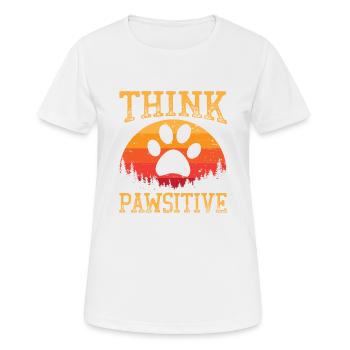 Think Pawsitive Retro Funny Dog Animal Pawprint - Women's Breathable T-Shirt - white - Front - AI Model Female 172 dark (172cm)