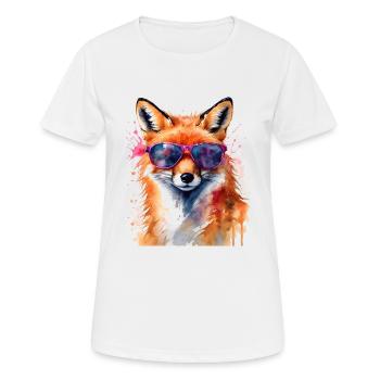 Lunettes de soleil renard imprimé imprimé animal coloré - T-shirt respirant Femme - blanc - Devant - AI Model Female 172 dark (172cm)