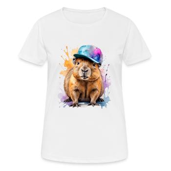 Capybara Snapback Cap Imprimé Animal Coloré - T-shirt respirant Femme - blanc - Devant - AI Model Female 172 dark (172cm)