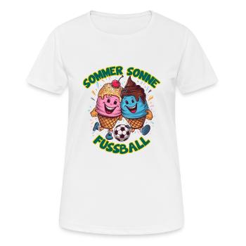 Soleil d’été Soccer Rire Coups de pied Cornets de crème glacée - T-shirt respirant Femme - blanc - Devant - AI Model Female 172 dark (172cm)