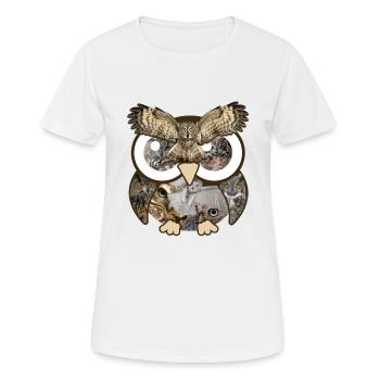 Hiboux Photos Collage Grands Yeux Mignon Oiseau Nocturne - T-shirt respirant Femme - blanc - Devant - AI Model Female 172 dark (172cm)