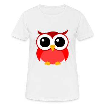hibou dessin animé nocturne prédateur oiseau drôle d’oiseau - T-shirt respirant Femme - blanc - Devant - AI Model Female 172 dark (172cm)