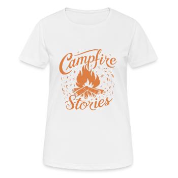LAGERFEUER-GESCHICHTEN - Frauen T-Shirt atmungsaktiv - Weiß - Vorne - AI Model Female 172 dark (172cm)