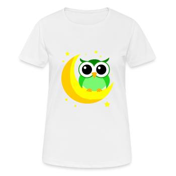 Hibou vert sur la lune dessin animé prédateur oiseau nocturne - T-shirt respirant Femme - blanc - Devant - AI Model Female 172 dark (172cm)