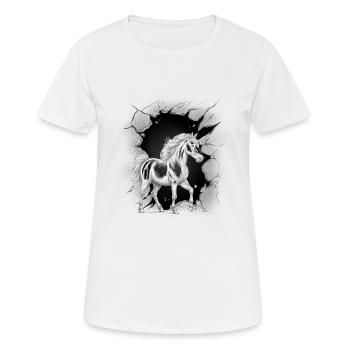 Einhorn Einhörner Fabelwesen Fabeltiere mystisch - Frauen T-Shirt atmungsaktiv - Weiß - Vorne - AI Model Female 172 dark (172cm)